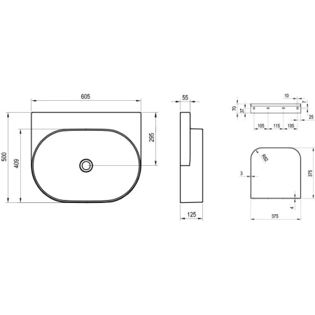 Раковина 60,5x50 см Ravak Yard 600 XJX0D060000
