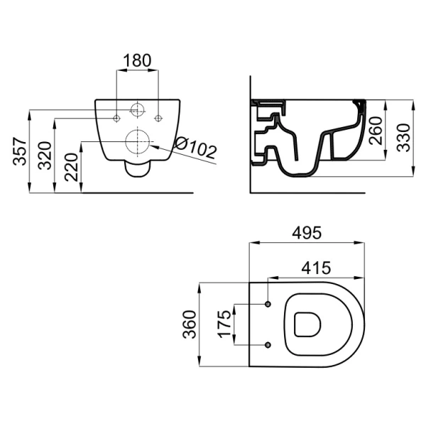 Унитаз подвесной Noken Acro Compact N380000080 безободковый, с сиденьем микролифт, черный матовый