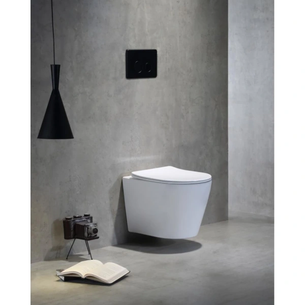 Унитаз подвесной CeramaLux TR5178 безободковый, торнадо, с сиденьем микролифт, белый