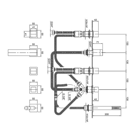 Смеситель для ванны Fantini Mint 34 13 F165 черный
