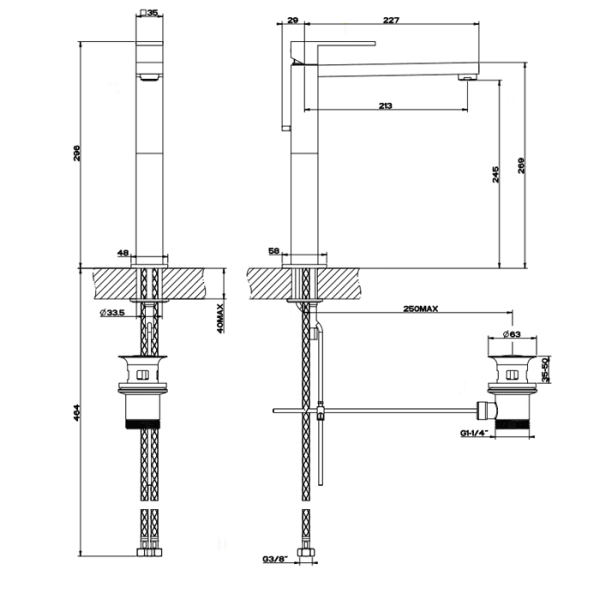 Смеситель для раковины Gessi Rettangolo 11923#031