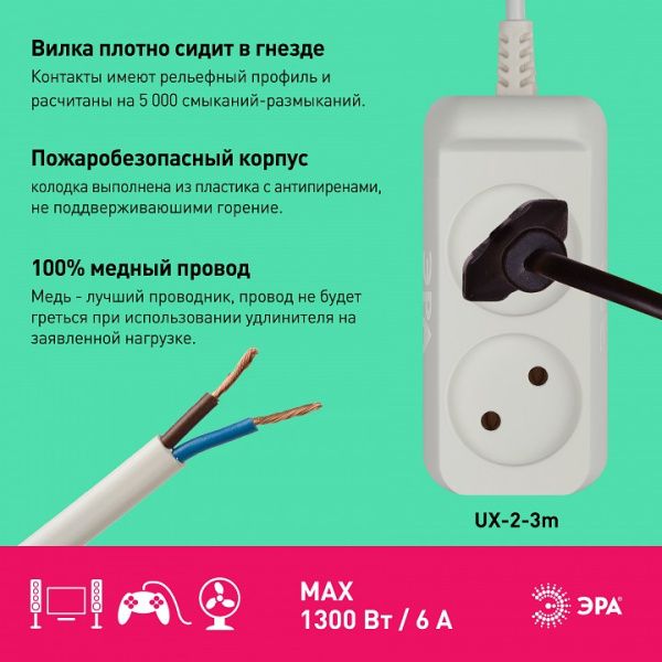 Удлинитель Эра  UX-2-3m