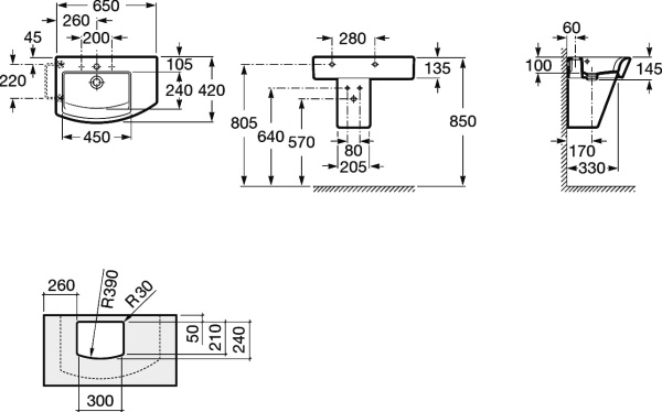 Раковина Roca Hall 327620000 65x42