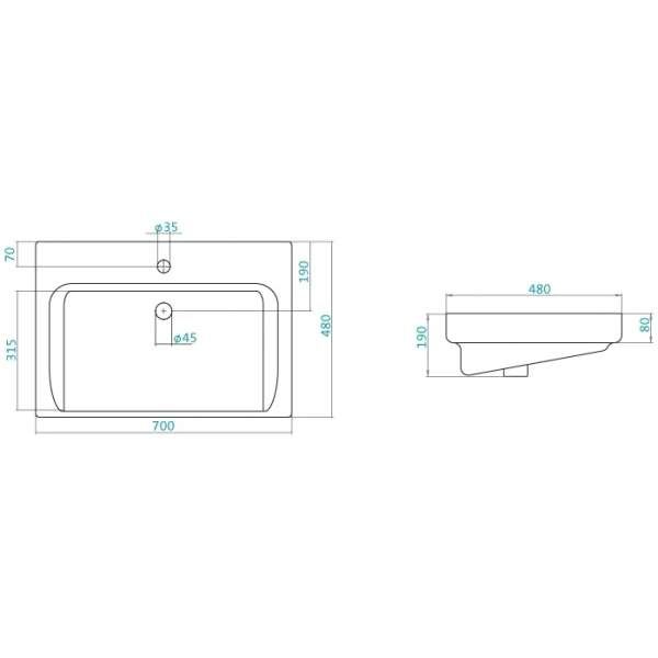 Раковина 70x48 см Акватон Тигода 1WH302083