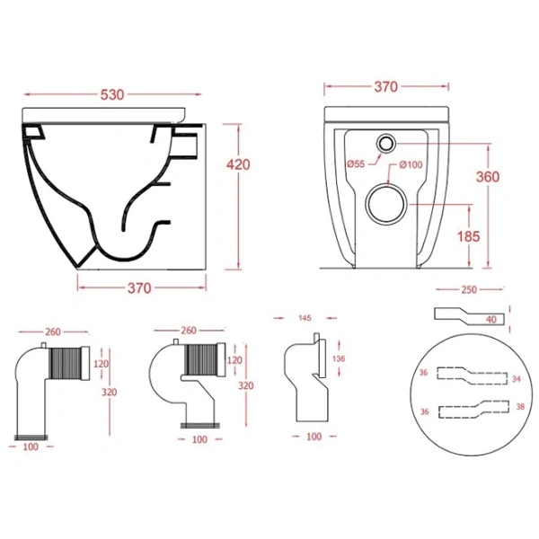 Приставной безободковый унитаз Artceram File 2.0 FLV005 17 30 nero matt