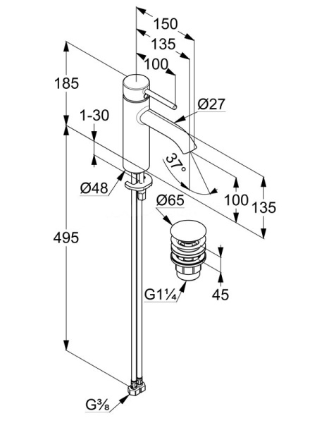 Смеситель для раковины Kludi Bozz 382885376 белый матовый