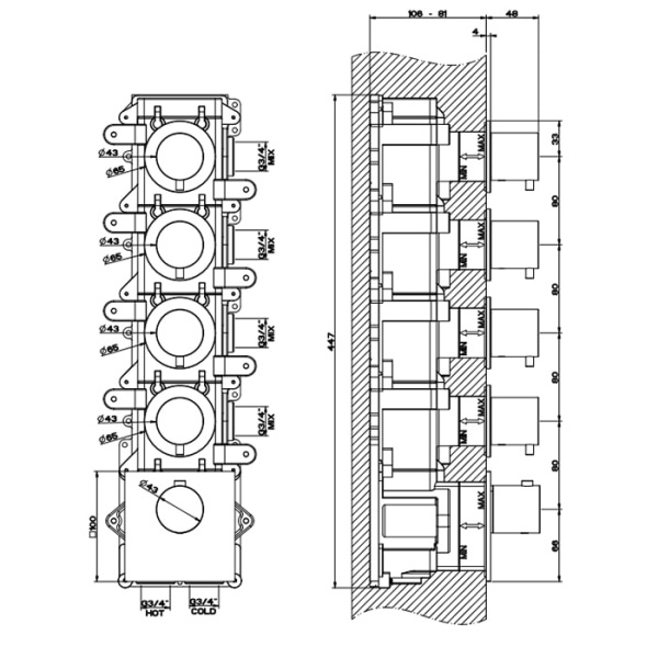 Смеситель для душа Gessi 316 54508#239 нержавейка