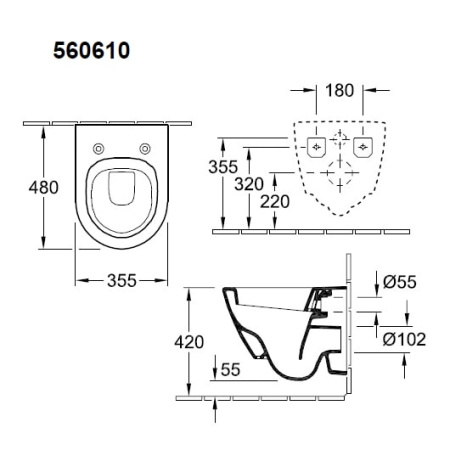 Подвесной унитаз Villeroy&Boch Subway 2.0 560610R1