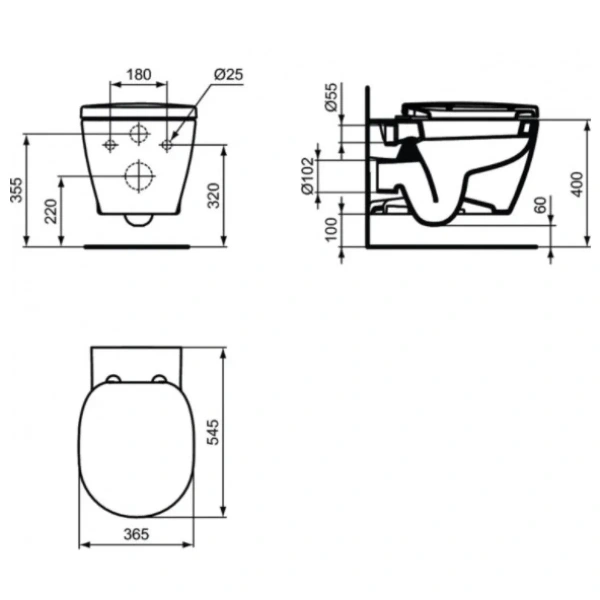 Унитаз подвесной Ideal Standard Connect W941102 с сиденьем микролифт, белый