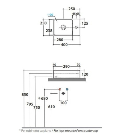 Раковина Globo T-Edge 40 B6R40BI