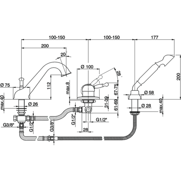 Смеситель для ванны Cisal Arcana Royal AY00126027 бронза