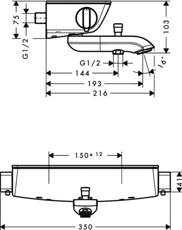 Смеситель для ванны hansgrohe Ecostat 13141400