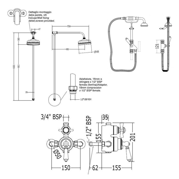 Душевая стойка Devon&Devon Doccia MARK618BD золото