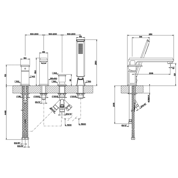 Смеситель для ванны Gessi Eleganza 46037#080