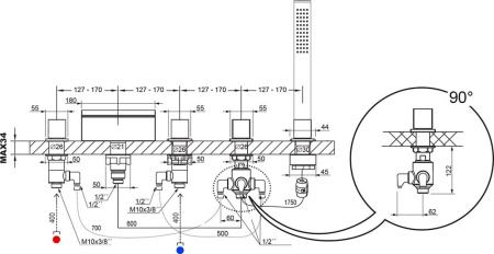 Смеситель для ванны Ravak WF 025.00 X070060