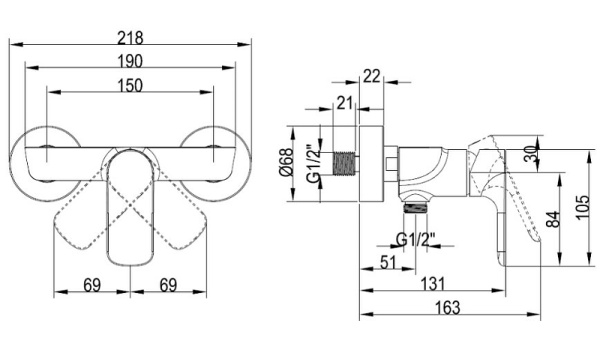 Смеситель для душа Villeroy&Boch O.novo TVS10400100061