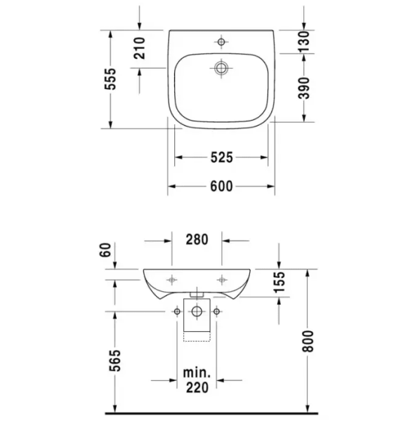 Раковина медицинская Duravit D-Code 60 23136000002