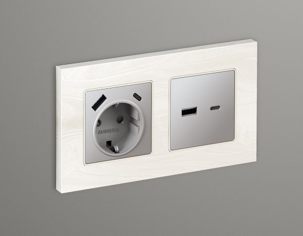Накладка для розетки type A и C Ambrella Volt ALFA AP5110