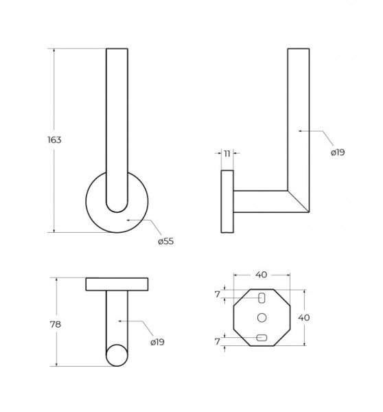 Держатель для туалетной бумаги вертикальный Cezares Relax RELAX-PHV-NOP чёрный матовый