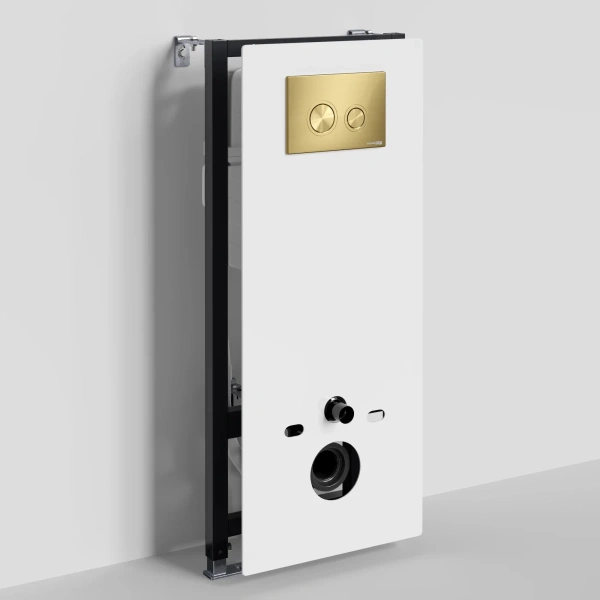 Инсталляция для унитаза WasserKRAFT Abens 20 20TLT.010.ME.WH.MG01 с кнопкой смыва, золотой матовый