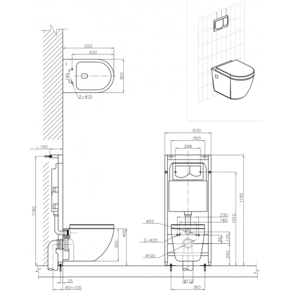 Унитаз подвесной Bravat Gina C2190UW-ENG с сиденьем микролифт, белый