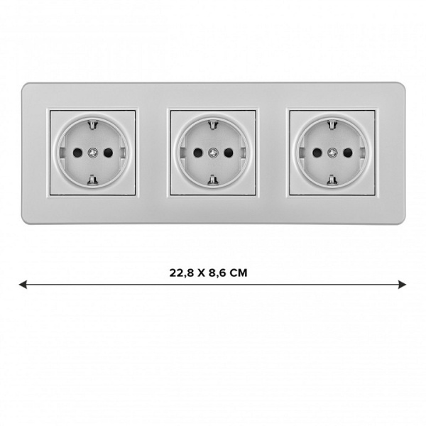 Розетка с заземлением и со шторкой Arte Milano SET16-3 SET16-3-40-1x3 silver