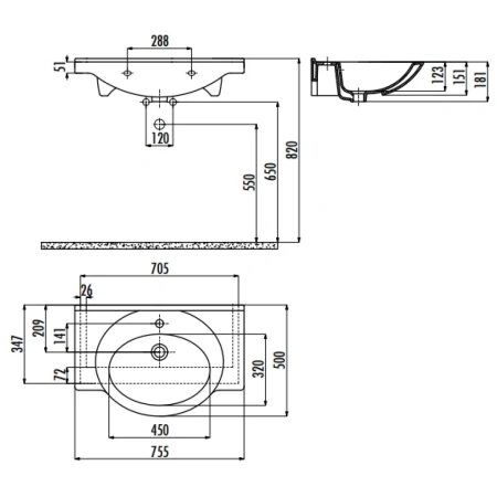 Раковина 75,5x50 см Creavit Etol ET07500000