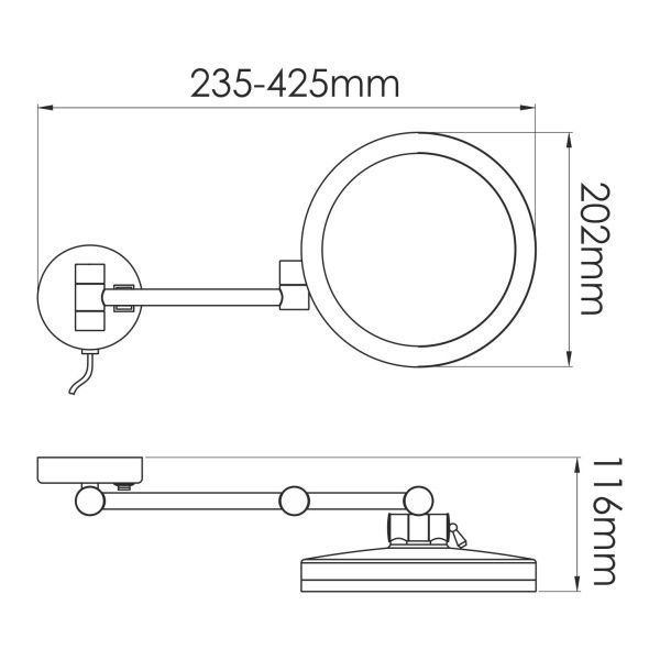 K-1004B Зеркало с LED-подсветкой, 3-х кратным увеличением