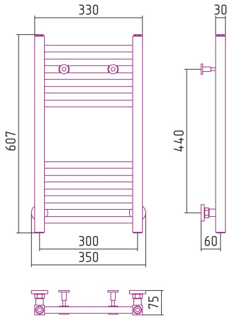 Полотенцесушитель водяной Сунержа Модус 60x30 (00-0250-6030)