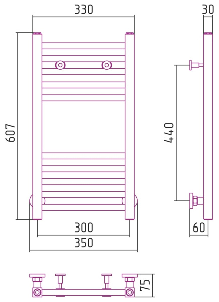 Полотенцесушитель водяной Сунержа Модус 60x30 (00-0250-6030)