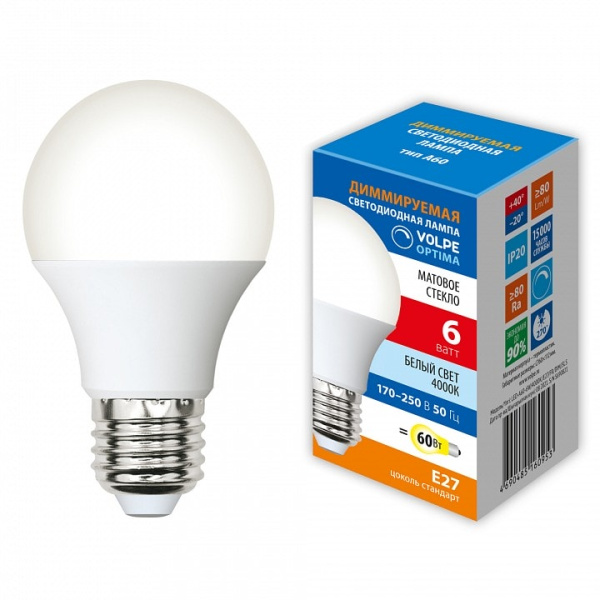 Лампа светодиодная Volpe OPTIMA E27 6Вт 4000K UL-00009219