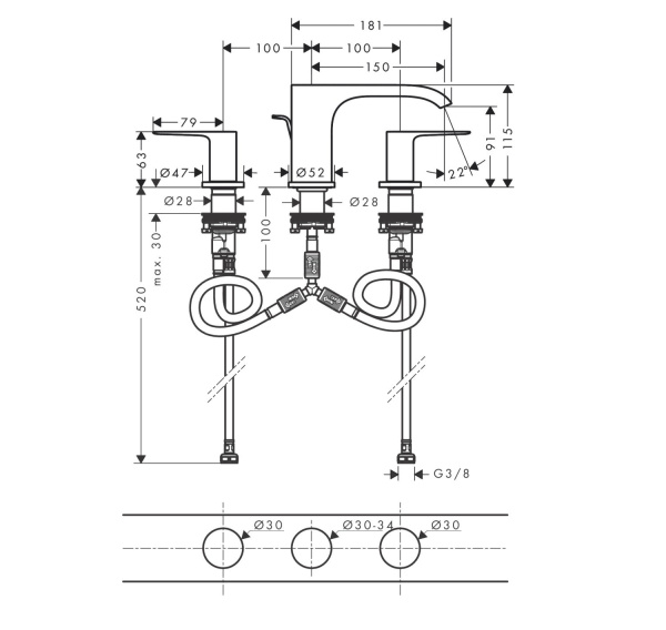 Смеситель для раковины hansgrohe Vivenis 75033000