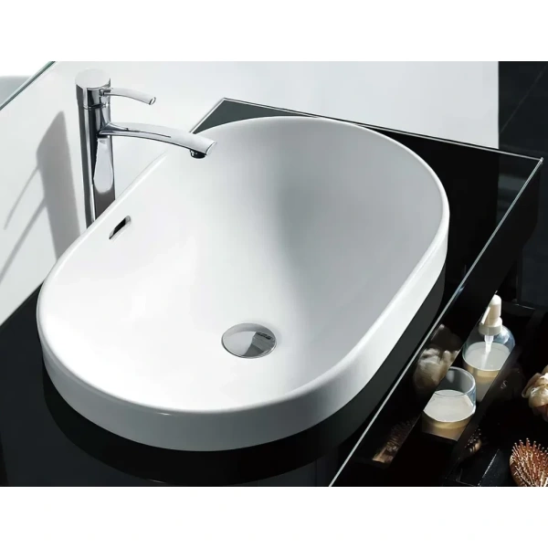 Раковина CeramaLux 5006C 60x39 см, встраиваемая сверху, белый