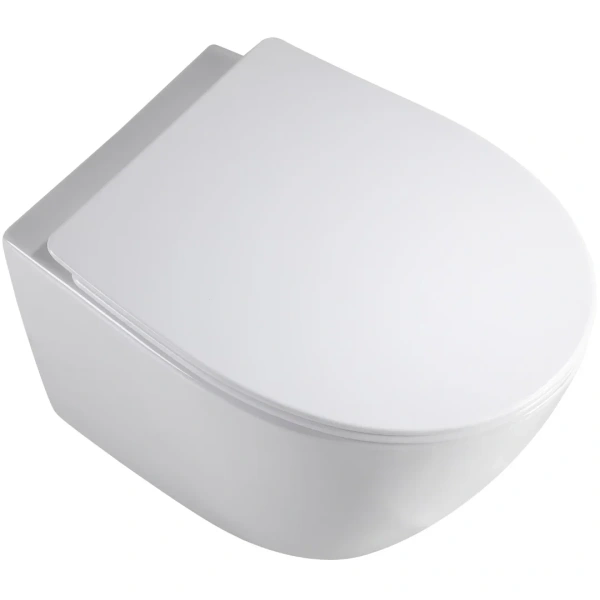 Унитаз подвесной Orange C07-150W безободковый, торнадо, с сиденьем микролифт, белый глянец