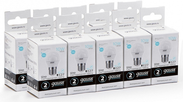 Лампа светодиодная Gauss LED Elementary Globe E27 10Вт 4100K 53220