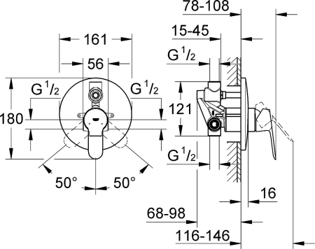 Смеситель Grohe BauEdge 29079000 с внутренней частью