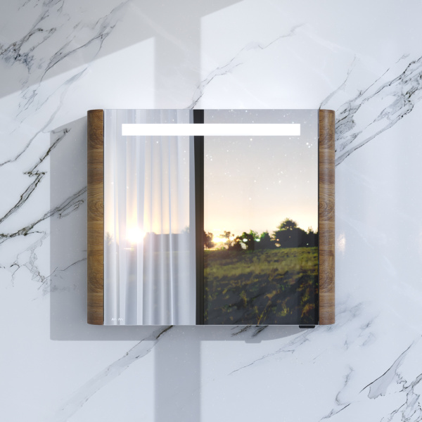 Зеркальный шкаф с подсветкой AM.PM Sensation M30MCR0801NF правосторонний орех текстурированный