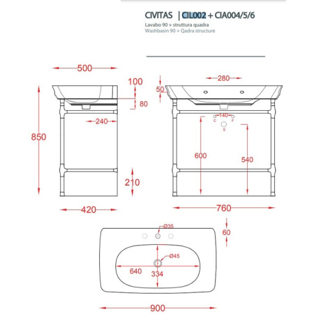 Раковина Artceram Civitas CIL002 03 00 nero *1