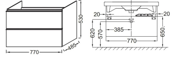 Тумба под раковину 77 см Jacob Delafon Odeon Up EB895-S24 жасмин сатин