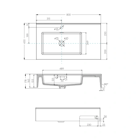 Раковина 80x45 см Акватон Квадро Про 1A734431QA01L