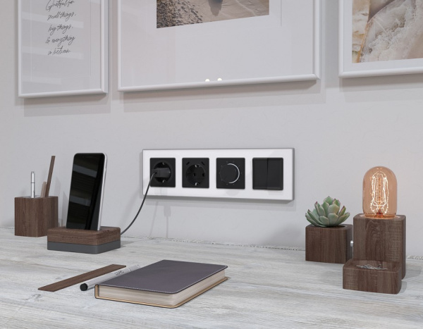 Накладка для розетки с заземлением и со шторками и 2хUSB type С Ambrella Volt ALFA AP8105
