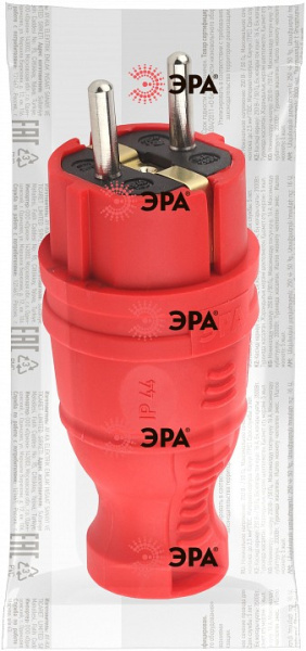 Вилка прямая с заземлением Эра  V8-RED-IP44