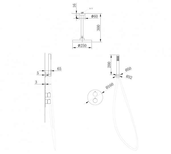 Душевой комплект Abber Wasser Kreis AF8121B черный матовый