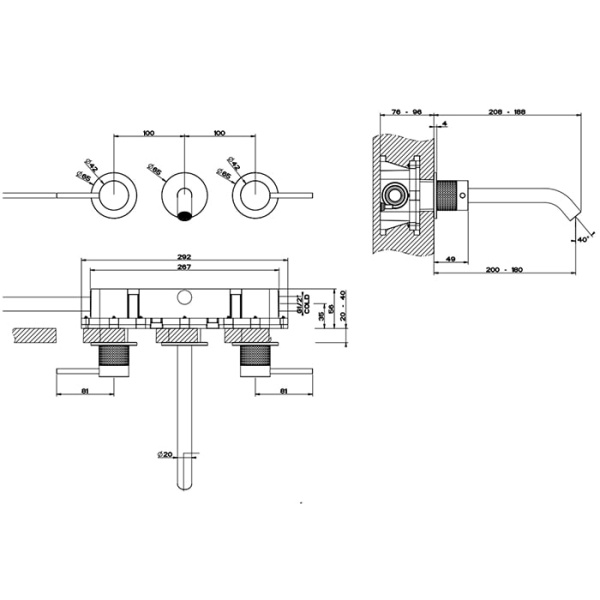 Смеситель для раковины Gessi 316 54494#707 черный матовый