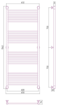 Полотенцесушитель водяной Сунержа Богема+ 150x60 (00-0220-1560)