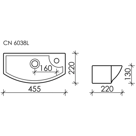 Раковина 45,5x22 см Ceramica Nova Element CN6038L