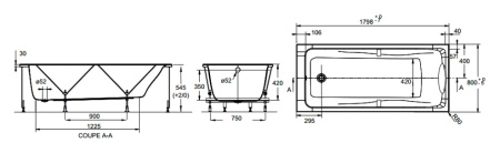 Акриловая ванна Jacob Delafon ODEON UP 180x80 E6048RU-00