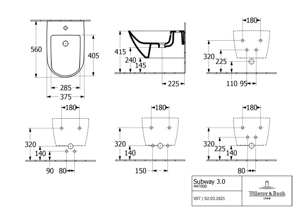 Подвесное биде Villeroy&Boch Subway 3.0 447000R1