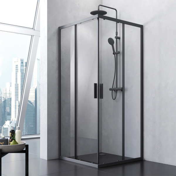 Душевой уголок 90x90 AM.PM Gem S Square Slide W93G-403-090BT черный