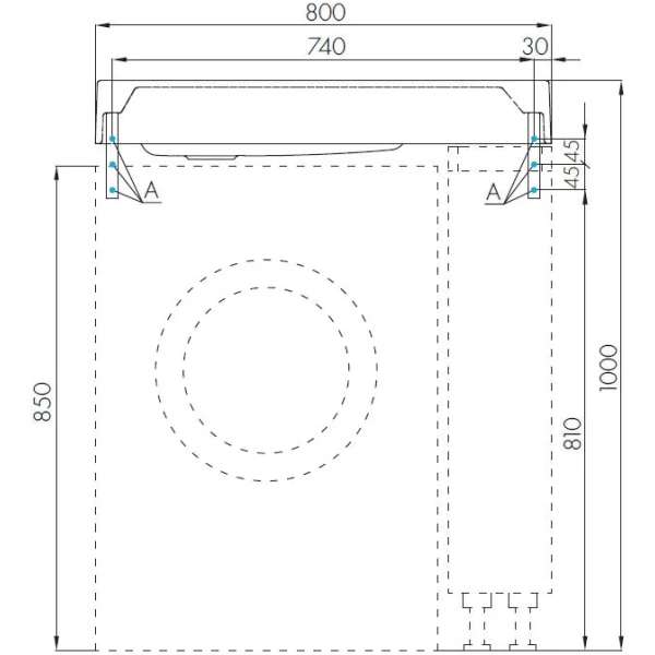 Раковина над стиральной машиной 80x50 см Акватон Рейн 1A72113KRW010